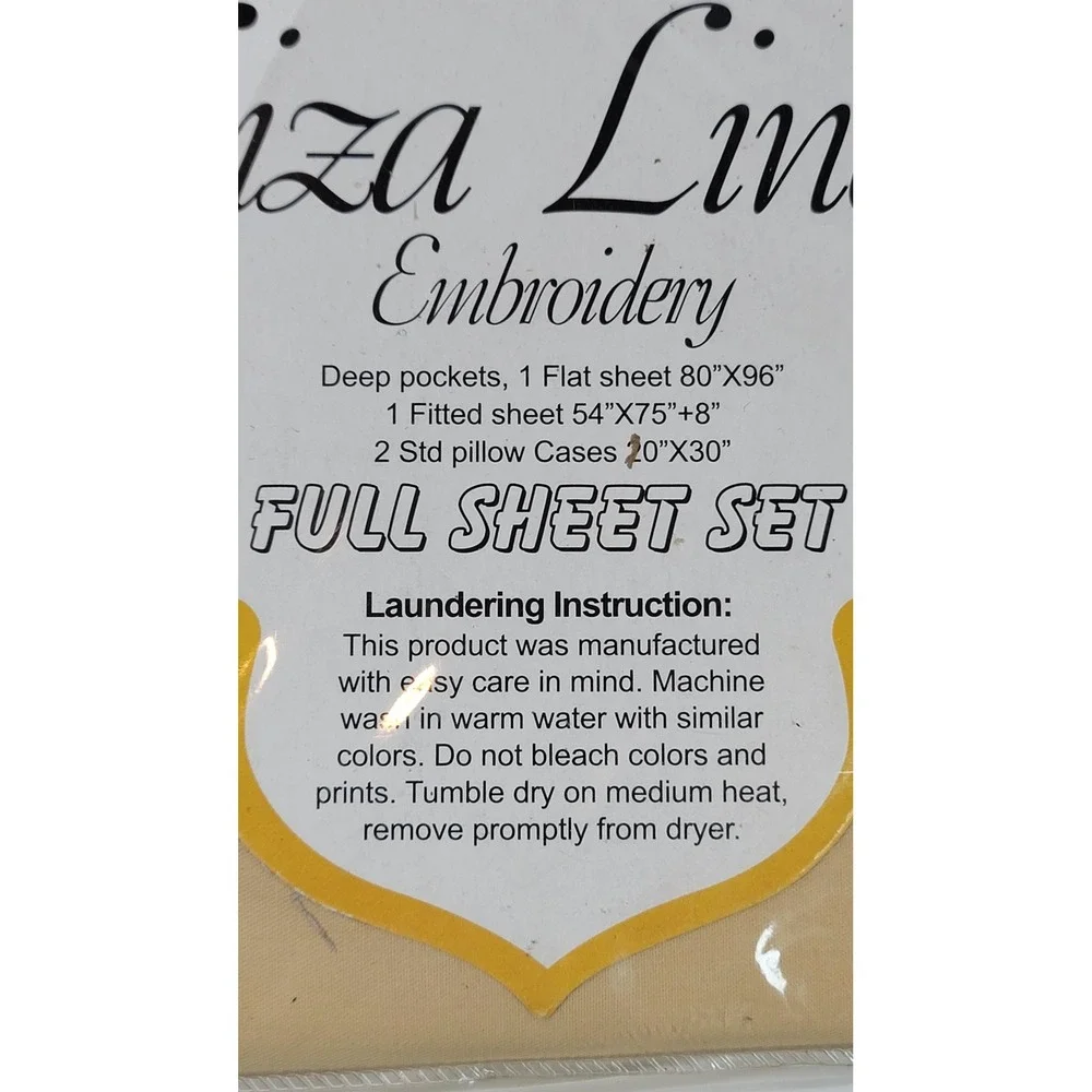 Vintage Liza Linen Embroidery Full Sheet Set 100% Cotton 300TC Rose Floral  NEW